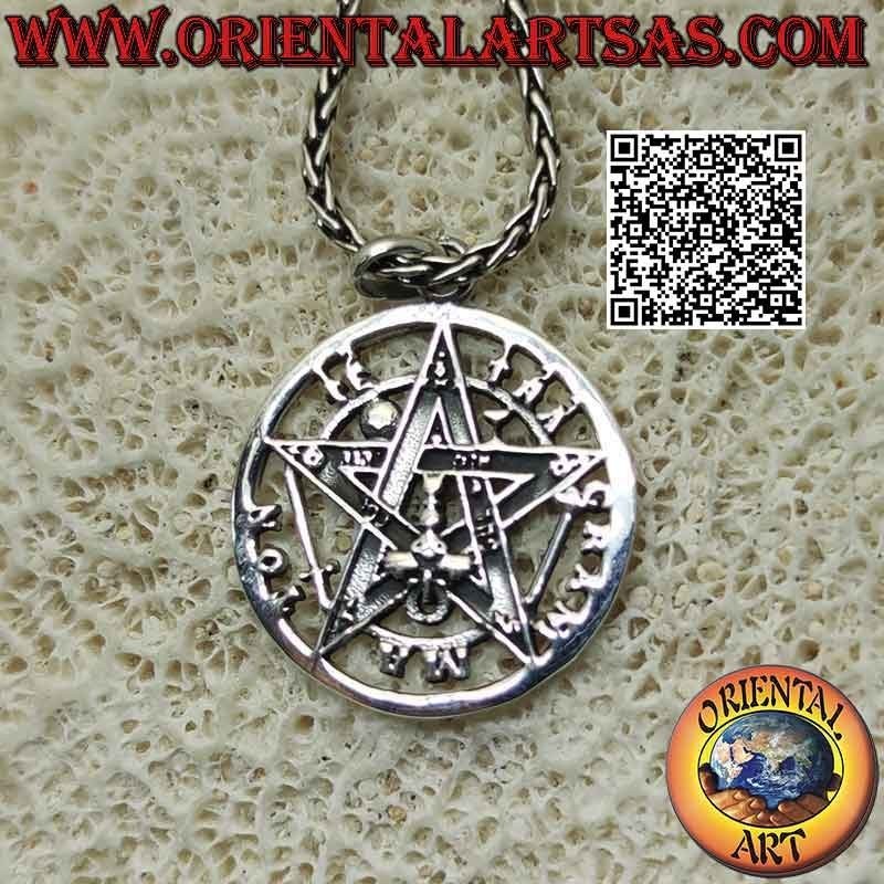 Ciondolo in argento Tetragrammaton (Stella Microcosmica o Talismano con Pentagramma) medio