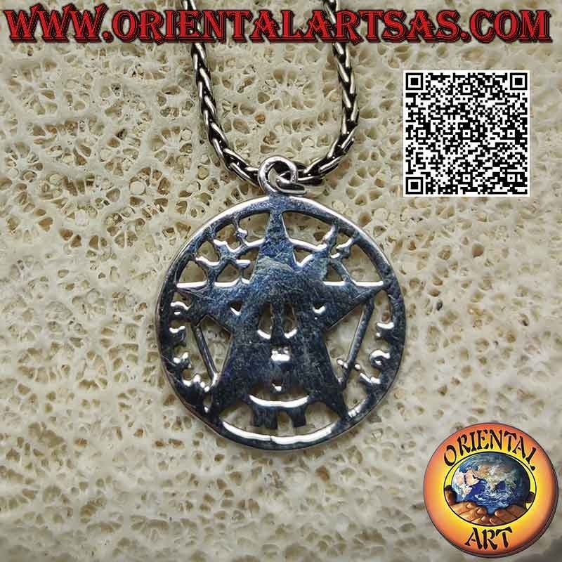 Mittlerer Tetragrammaton-Silberanhänger (Mikrokosmischer Stern oder Talisman mit Pentagramm)