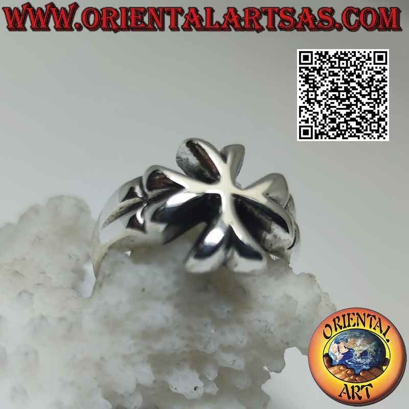 Anello in argento liscio con Croce di sant' Emiliano della Cogolla (Croce visigota) ancorata