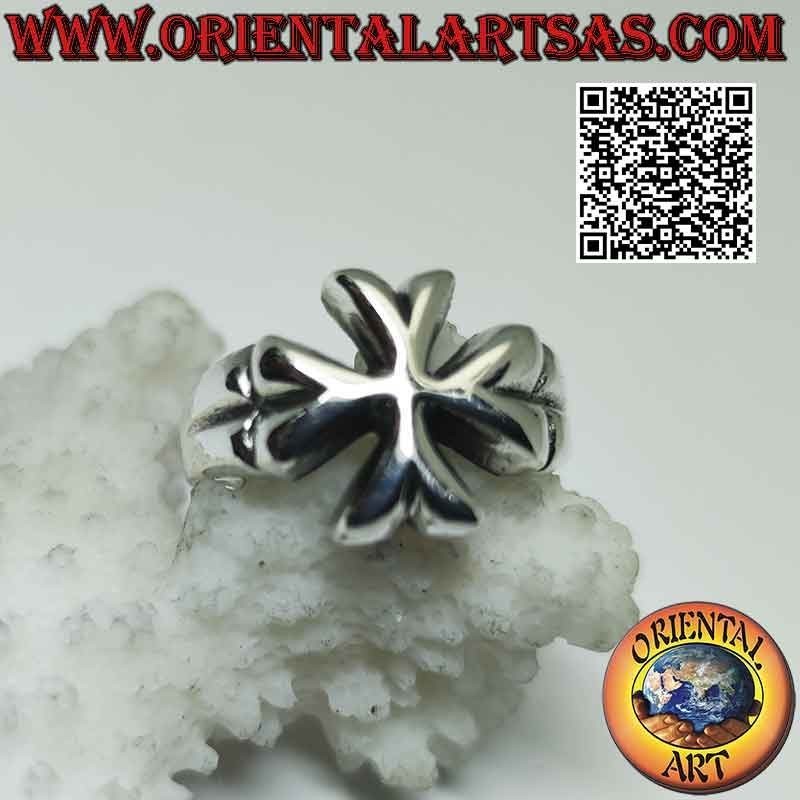 Anello in argento liscio con Croce di sant' Emiliano della Cogolla (Croce visigota) ancorata