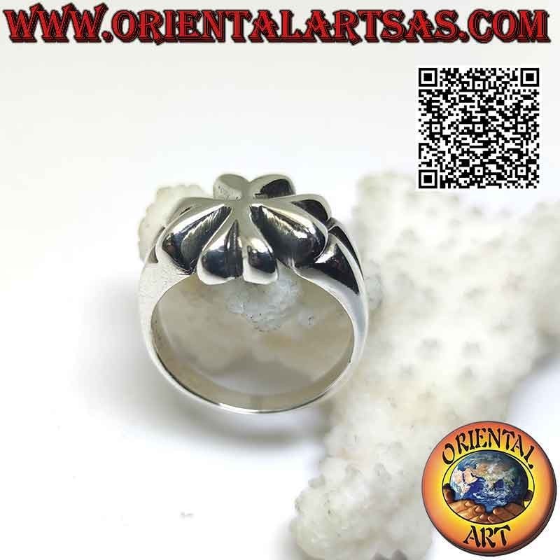 Anillo de plata lisa con cruz de San Emiliano de Cogolla (cruz visigótica) anclada