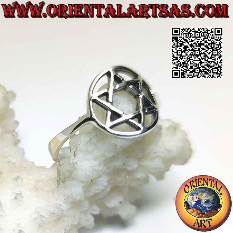 Silver ring, Star of David or Solomon's seal inscribed in the perforated circle