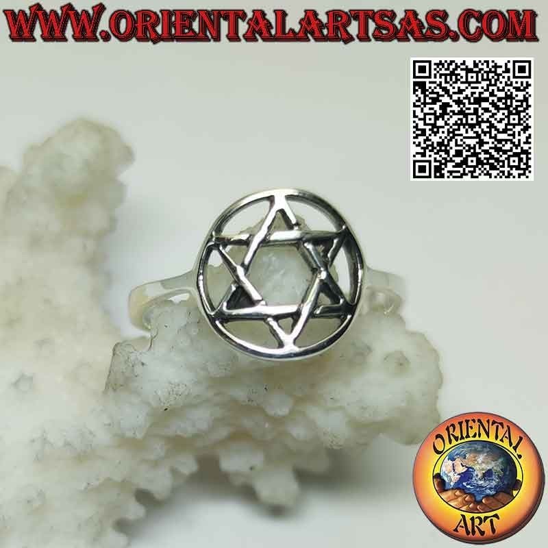 Silver ring, Star of David or Solomon's seal inscribed in the perforated circle