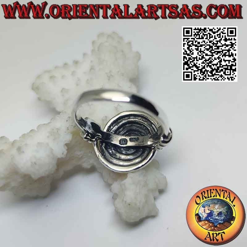 Anello in argento con spirale fitta bombata agganciata lateralmente