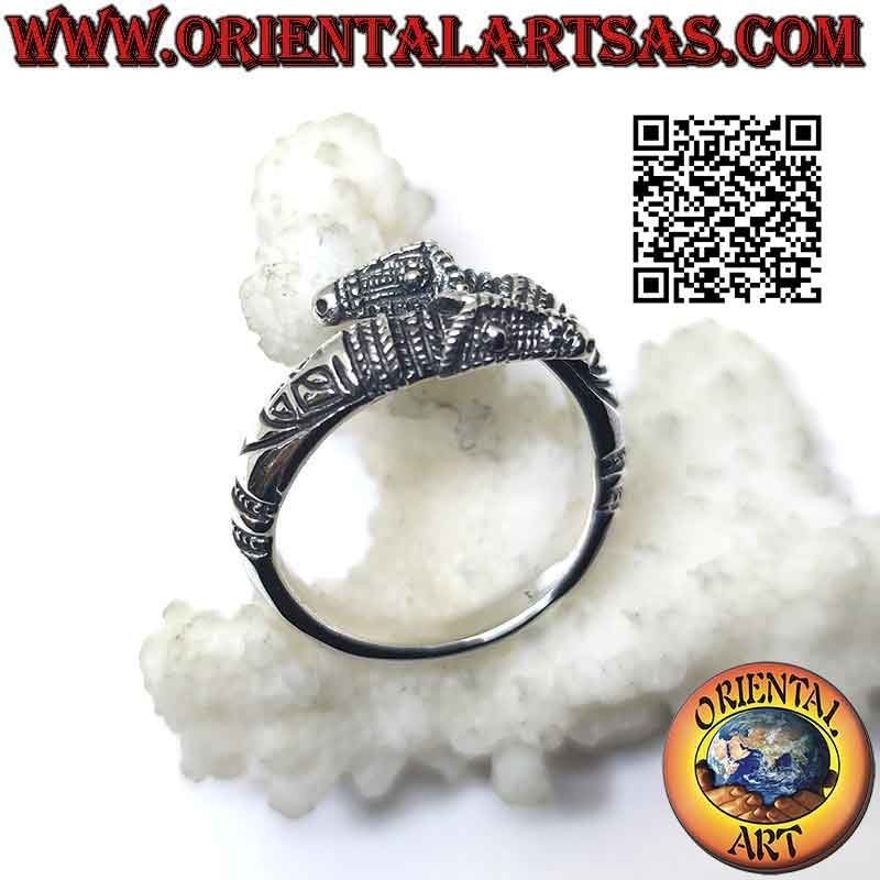 Anillo de plata par de cabezas de cerberus o hellhounds (ajustable)