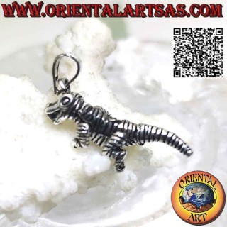 Colgante de plata en forma de dinosaurio tridimensional móvil (en movimiento) T-Rex (Tyrannosaurus rex)