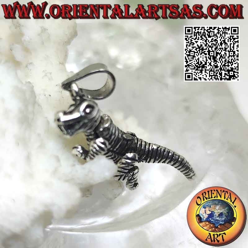 Pendentif en argent en forme de dinosaure T-Rex (Tyrannosaurus rex) mobile en trois dimensions