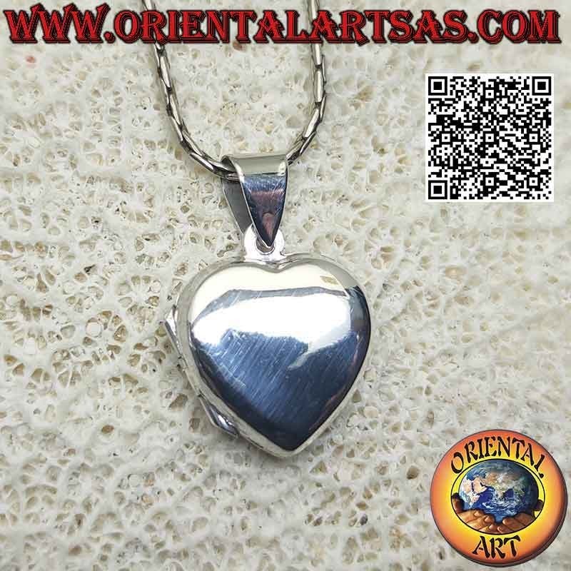 Colgante foto plata plana lisa corazón (17x17)