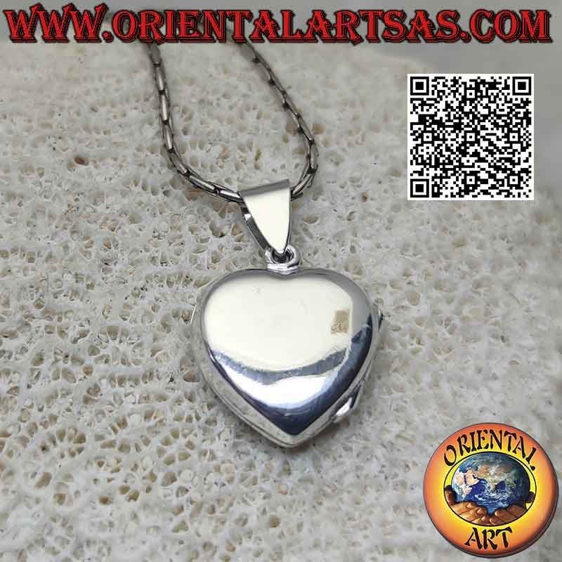 Colgante foto plata plana lisa corazón (17x17)