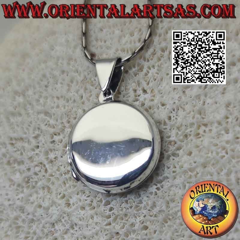 Pendentif cadre photo argent plat lisse rond Ø 20 mm