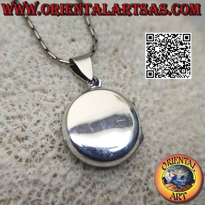 Round smooth flat silver photo frame pendant Ø 20 mm