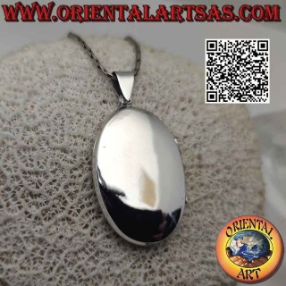 Colgante portafotos plano liso oval plata (34x22)
