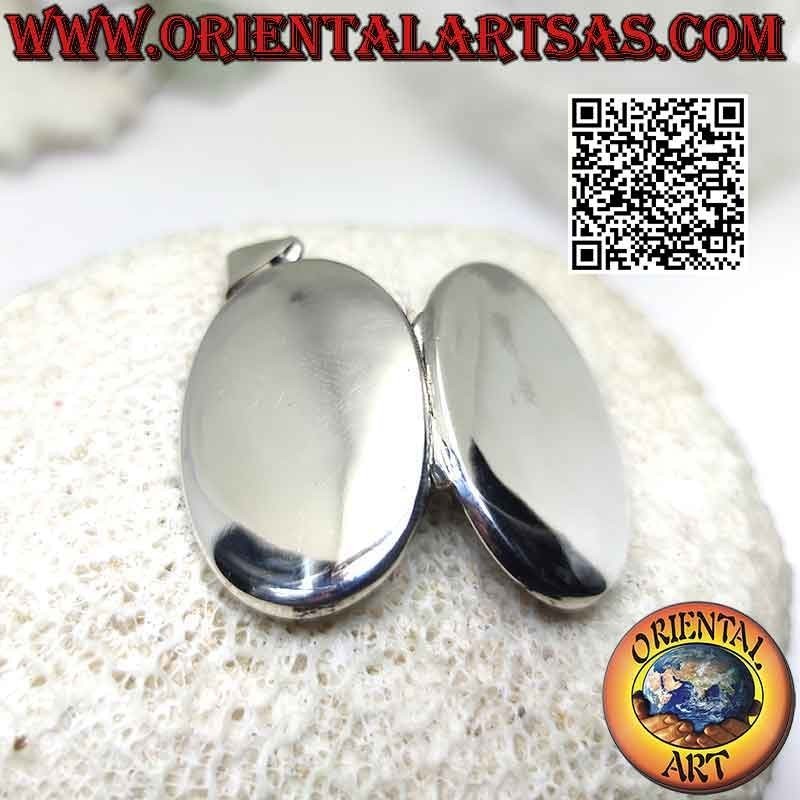Colgante portafotos plano liso oval plata (34x22)