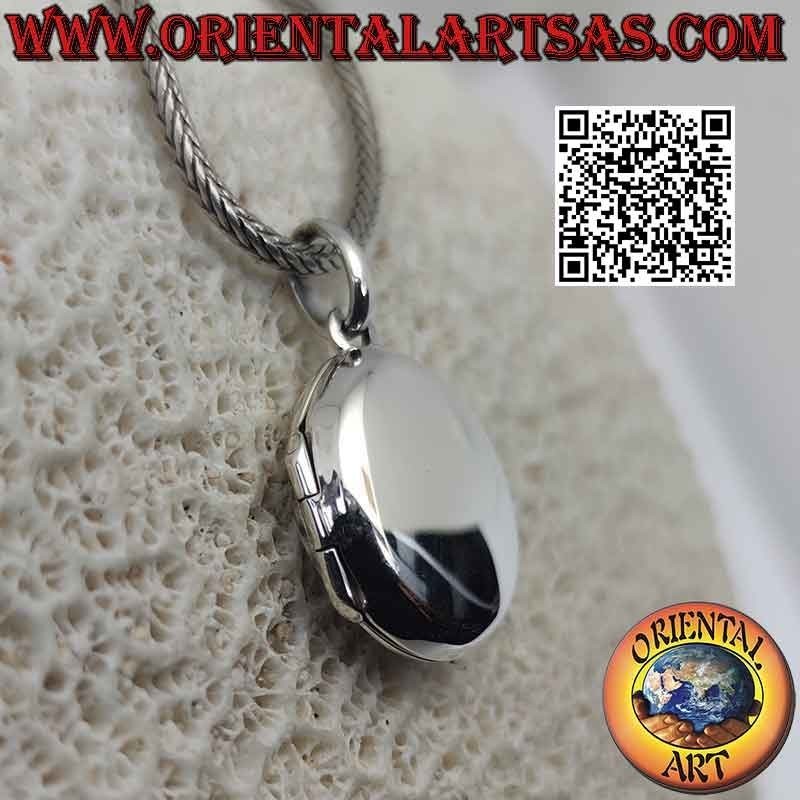 Colgante portafotos plano liso oval plata (18x14)