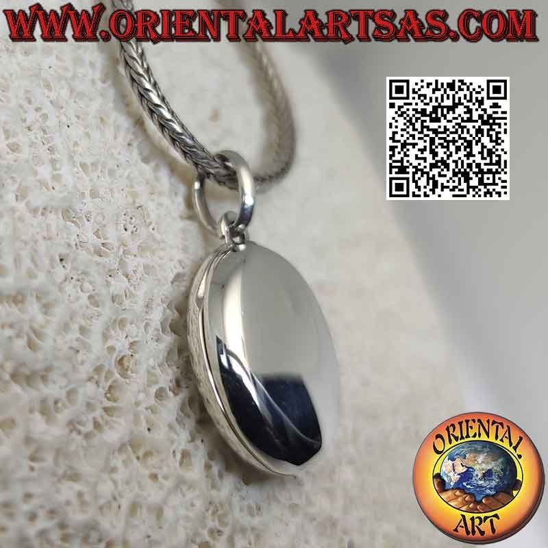 Pendentif cadre photo argent plat lisse ovale (18x14)