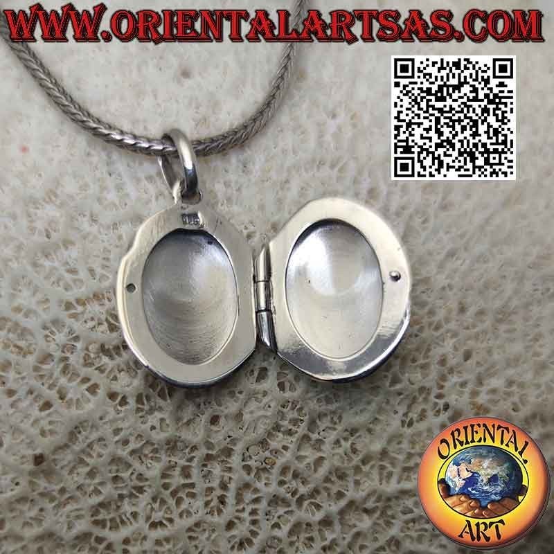 Colgante portafotos plano liso oval plata (18x14)