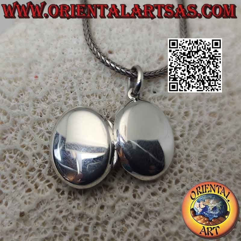 Pendentif cadre photo argent plat lisse ovale (18x14)