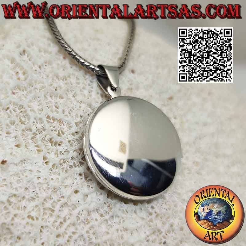 Cadre photo argent plat rond lisse avec cadre fleuri gravé (Ø 24 mm)