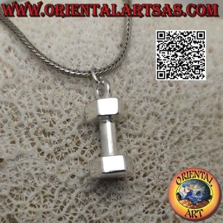 Pendant in 925 ‰ silver the big and massive dumbbell (gym tool)