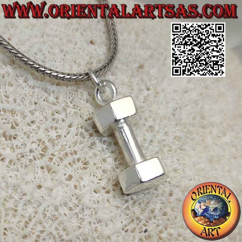Colgante en plata 925 ‰ la mancuerna grande y maciza (herramienta de gimnasia)