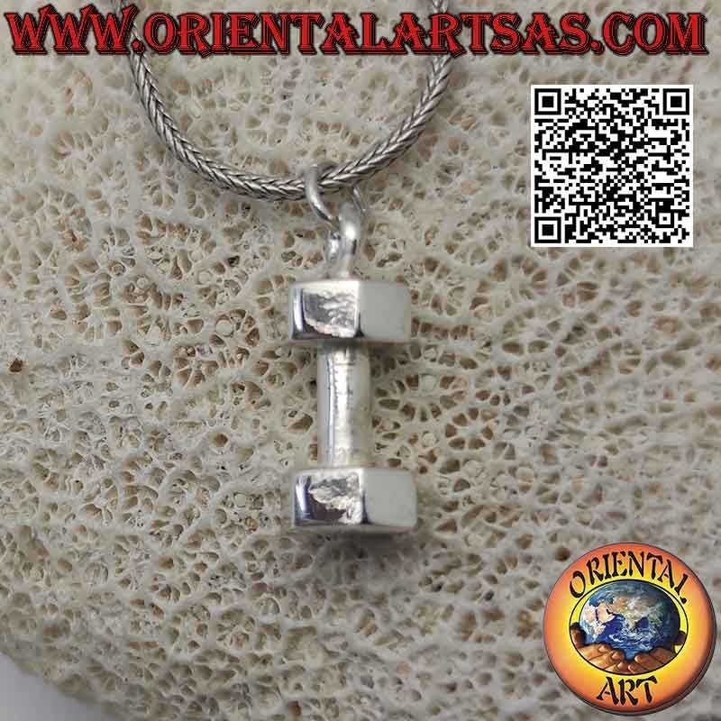 Colgante en plata 925 ‰ la mancuerna grande y maciza (herramienta de gimnasia)