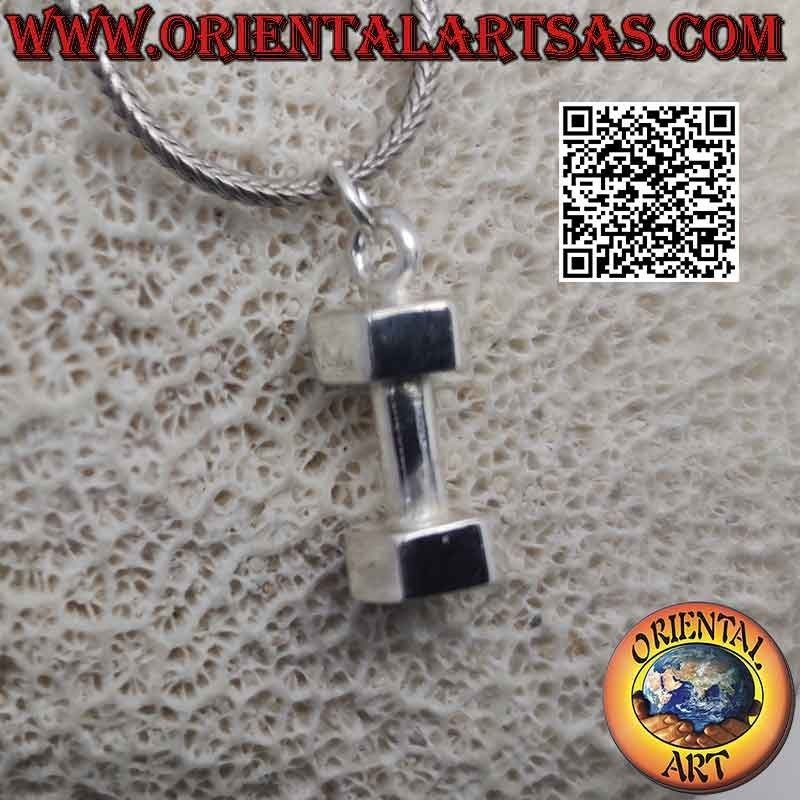 Pendentif en argent 925‰ le grand et massif haltère (outil de gym)