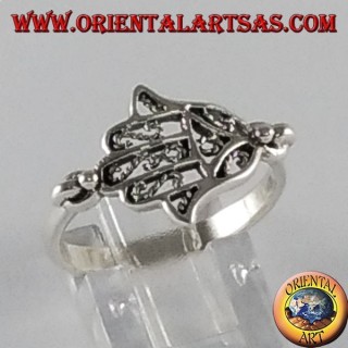 Anello d'argento Mano di fatima Hamsa 