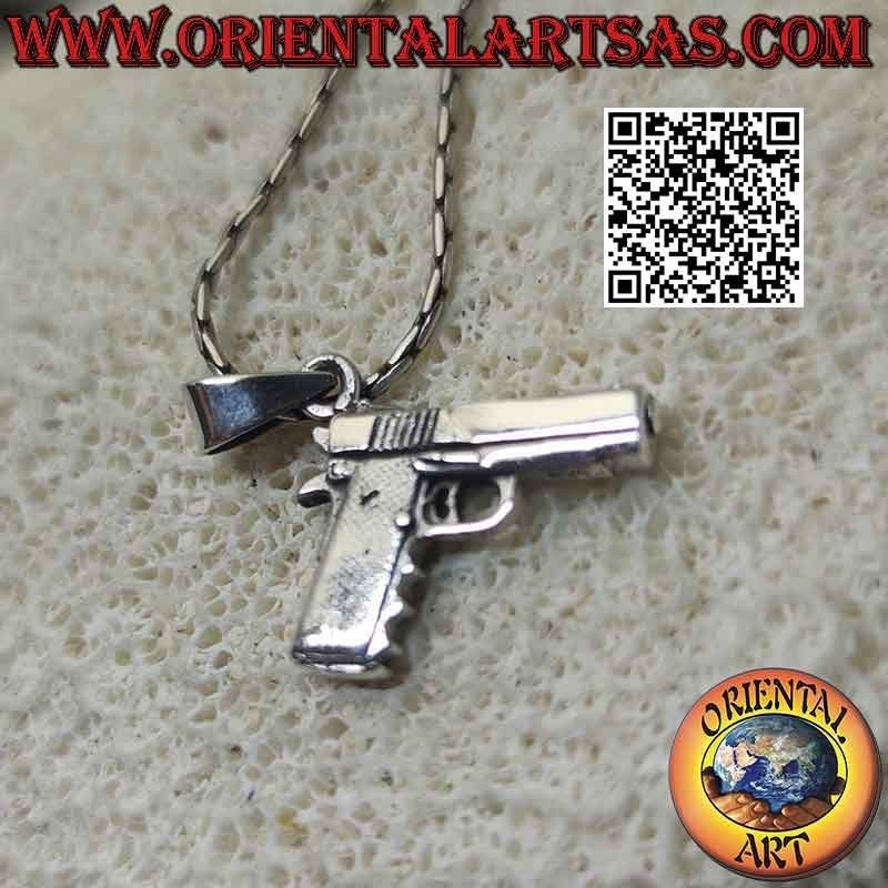 Colgante de plata, pistola "Glock" (la clásica pistola de servicio semiautomática)
