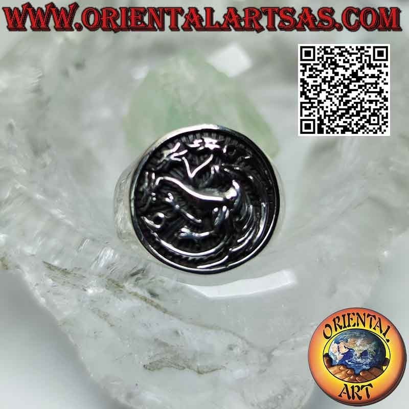 Bague en argent, emblème de la noble maison Targaryen (Game Of Thrones)