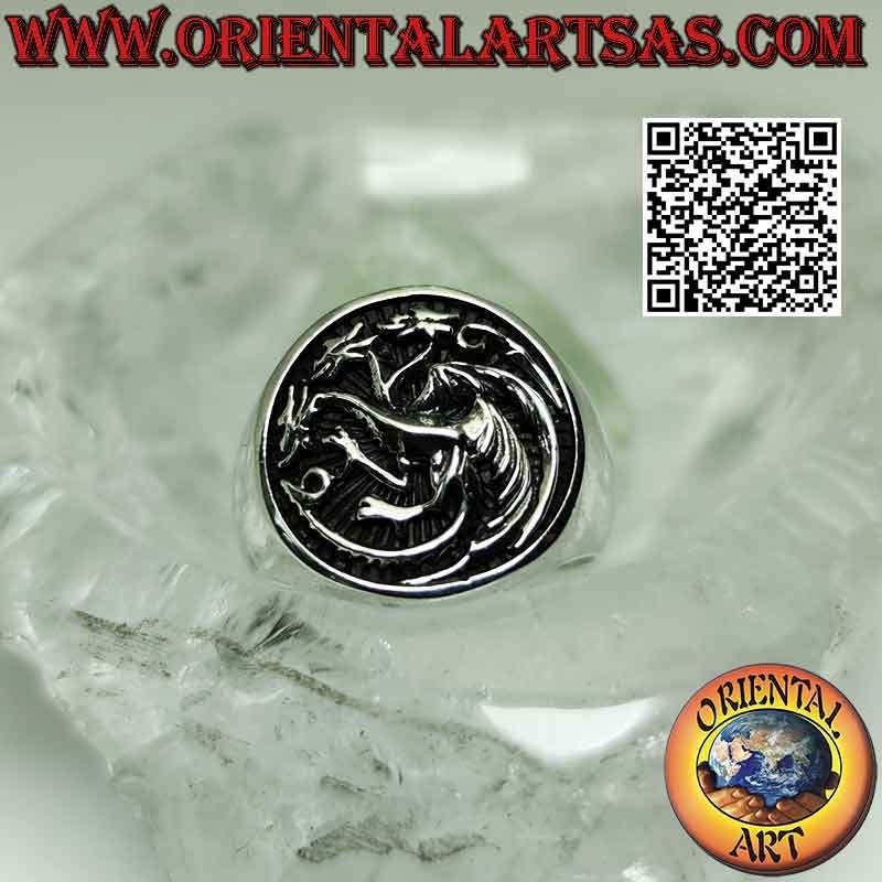 Bague en argent, emblème de la noble maison Targaryen (Game Of Thrones)