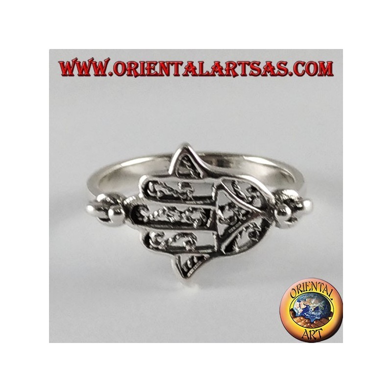 Anillo de plata de la mano de Fátima Hamsa