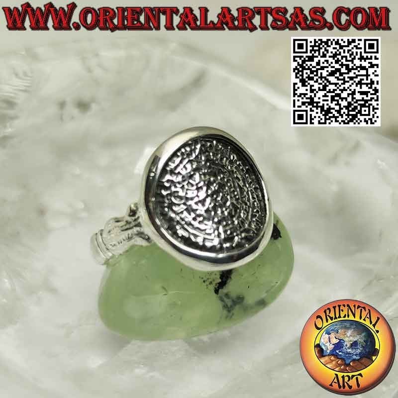 Bague en argent, "Le disque de Phaistos" avec trident sur les côtés (moyen)