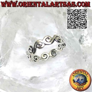 Smooth Greek band silver ring with spiral terminations