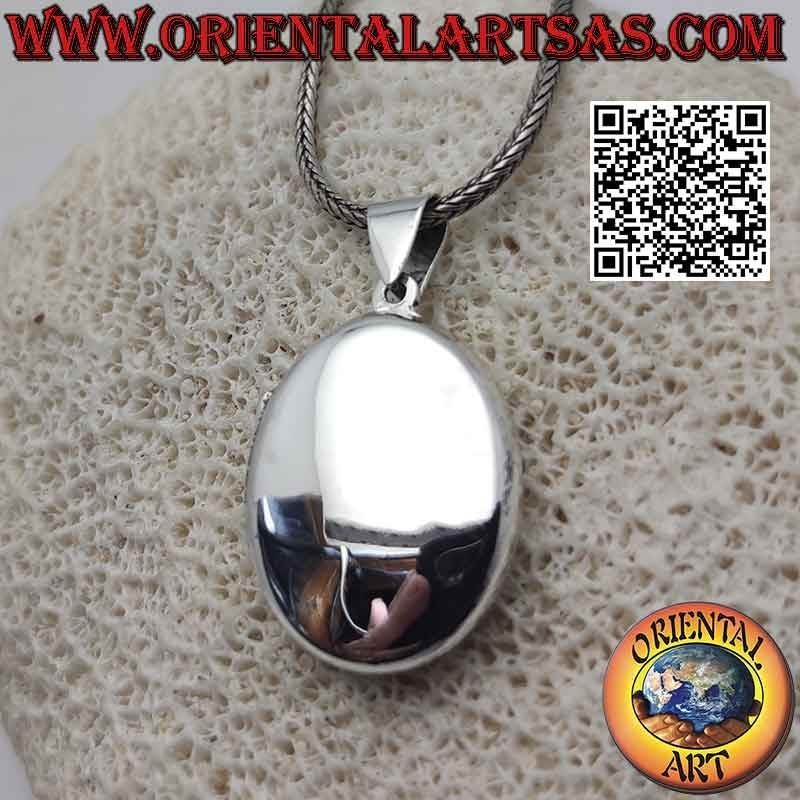 Colgante portafotos plano liso oval plata (25x20)