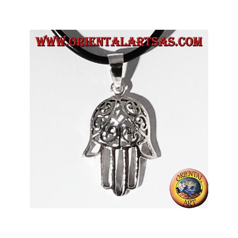 Ciondolo d'argento Mano di fatima Hamsa