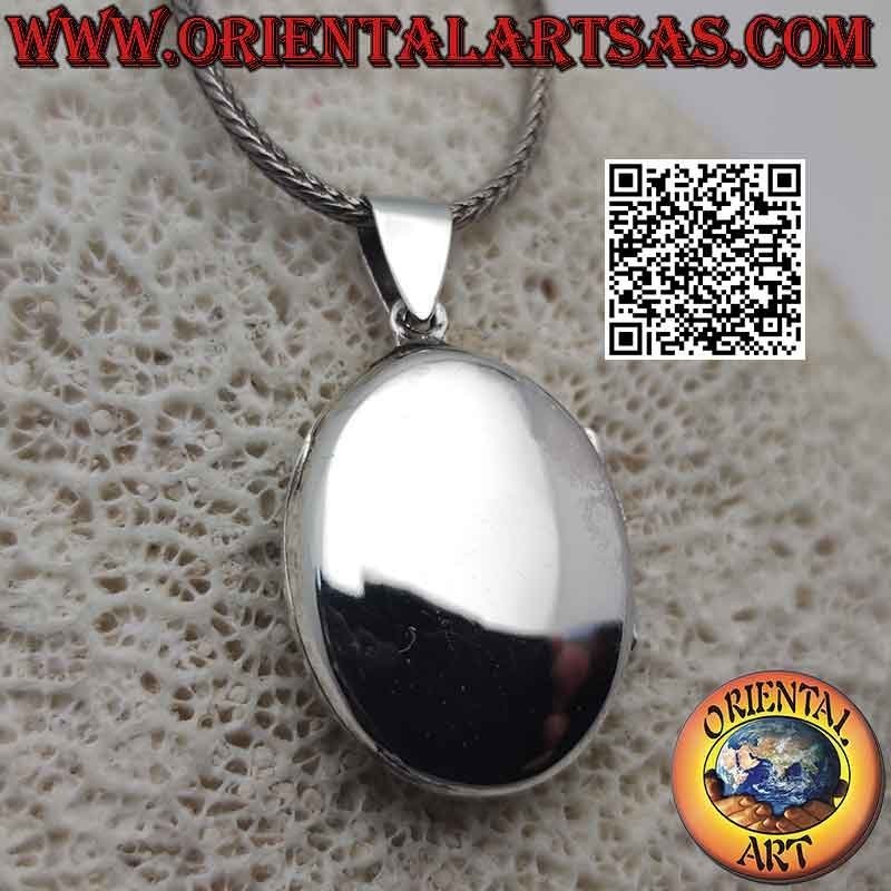 Colgante portafotos plano liso oval plata (25x20)