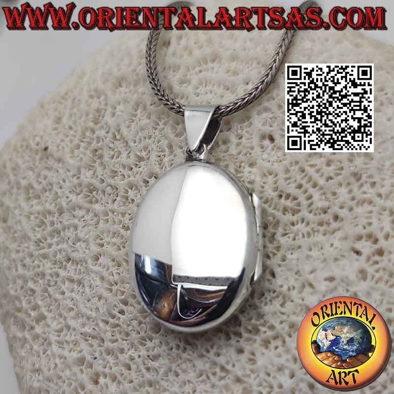 Colgante portafotos plano liso oval plata (25x20)