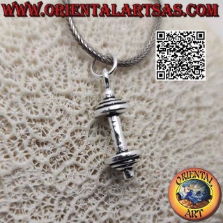 Pendant in 925 ‰ silver the straight barbell (gym tool)