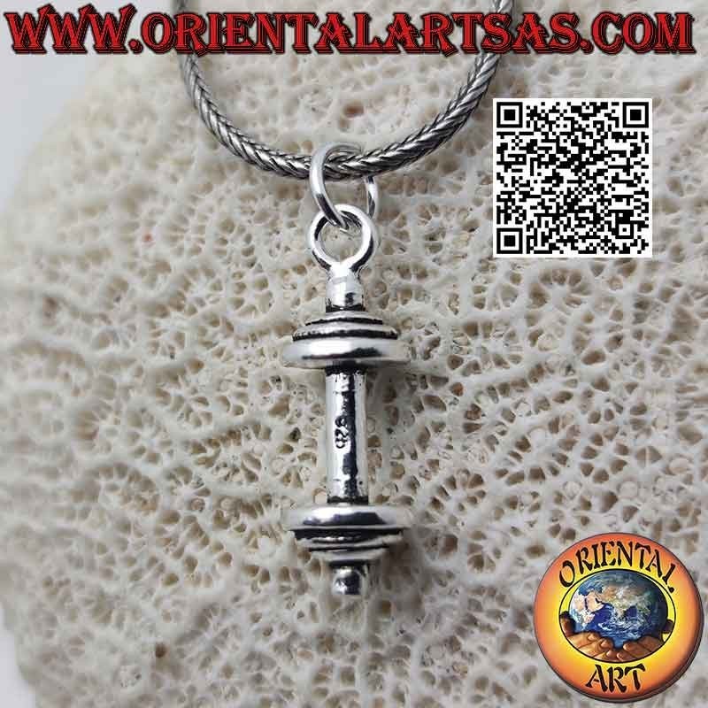 Pendant in 925 ‰ silver the straight barbell (gym tool)