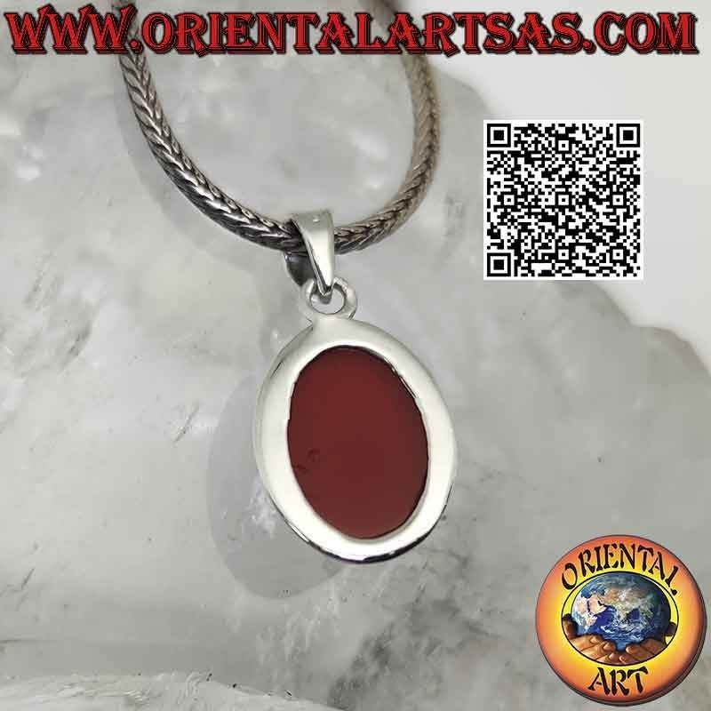 Silberanhänger mit ovalem Karneol-Cabochon in schlichter glatter Fassung