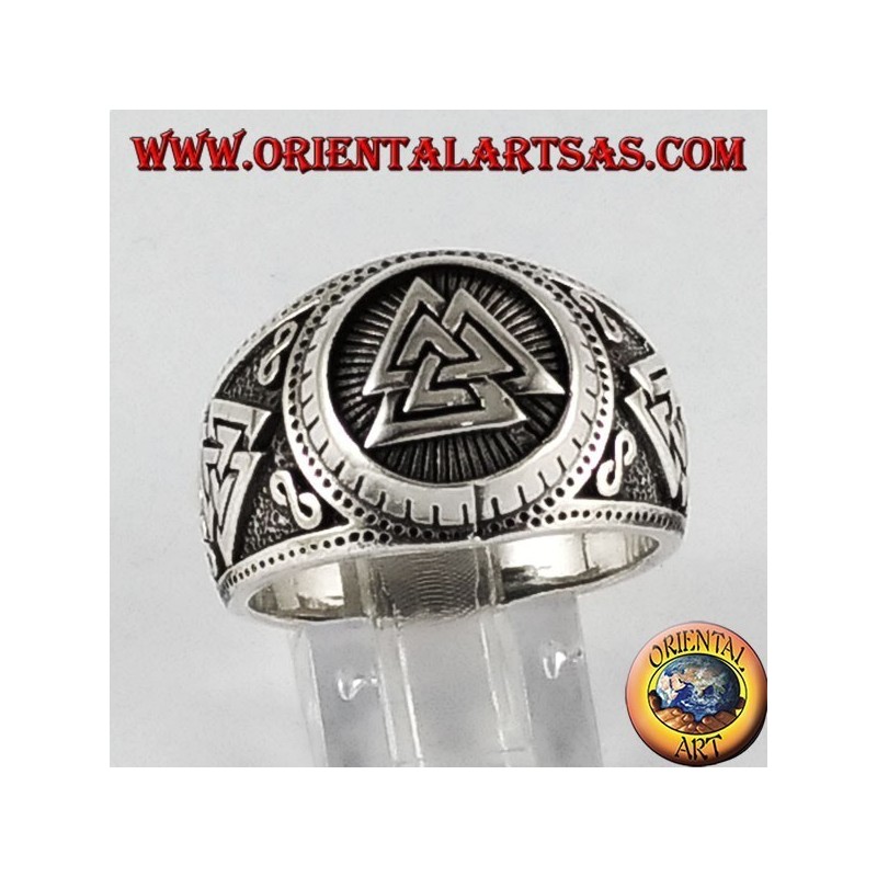 Silberring Valknut Symbol Odin