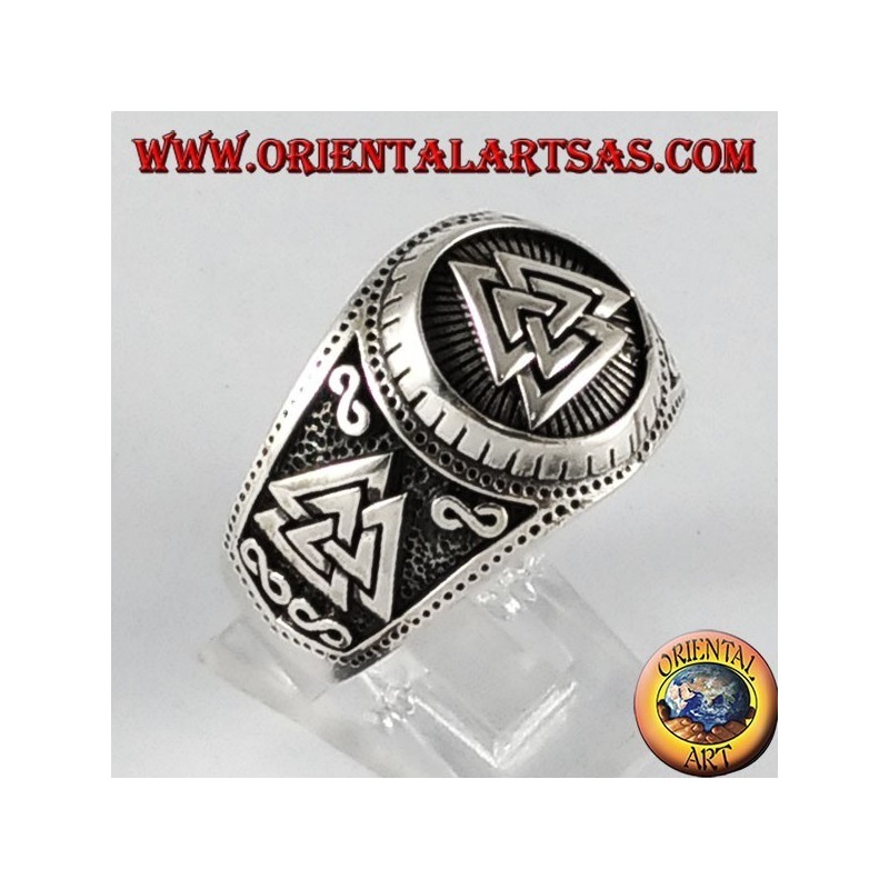 Anillo de plata símbolo de Valknut Odin