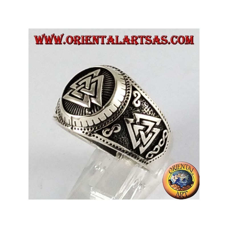 Anillo de plata símbolo de Valknut Odin
