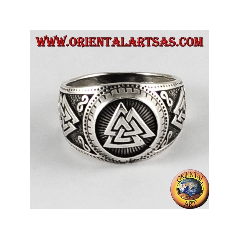 Silberring Valknut Symbol Odin