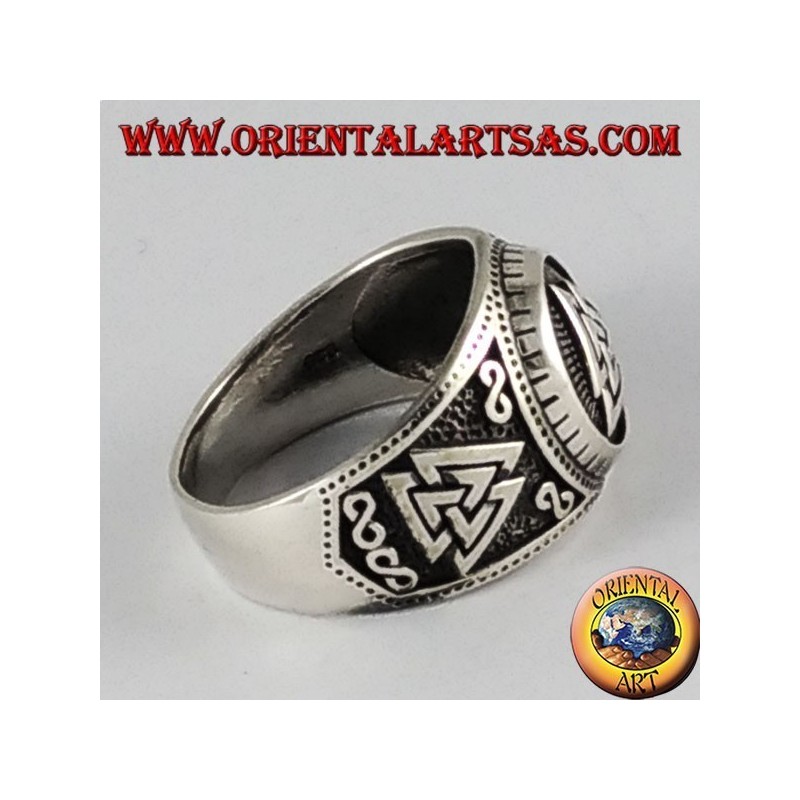 Silberring Valknut Symbol Odin