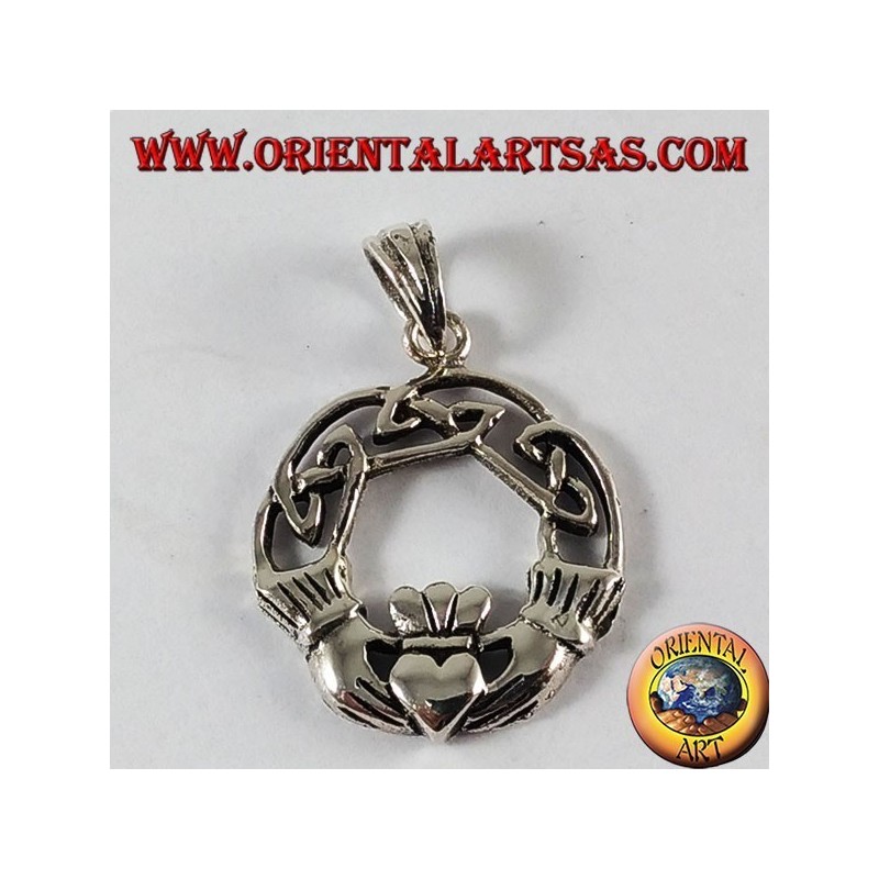 Ciondolo  d'argento, claddagh simbolo  celtico