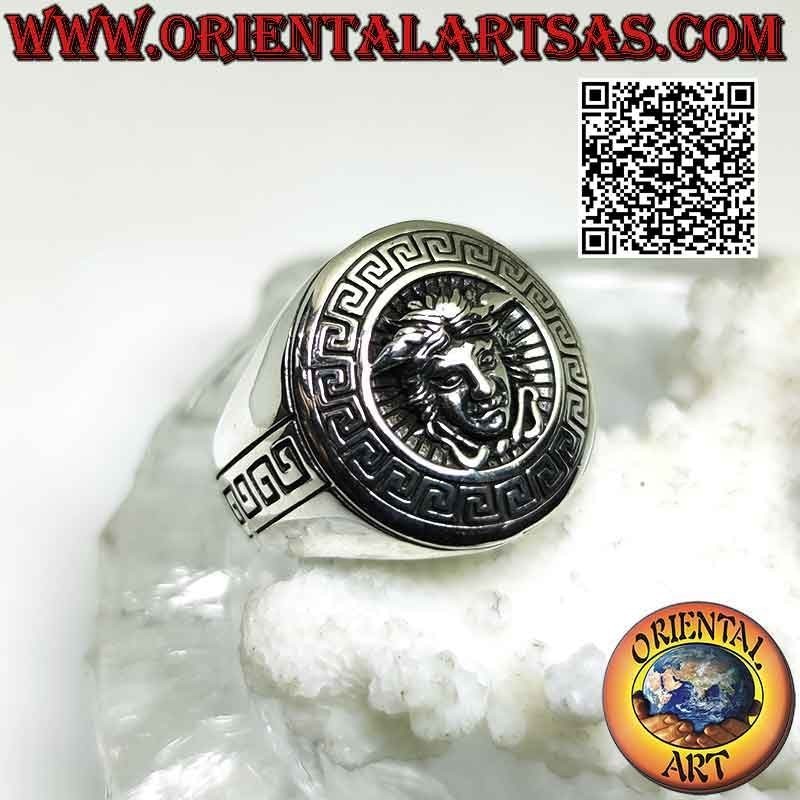 Glatter runder Silberring mit „Versace“-Emblem (das mythologische Medusenhaupt)