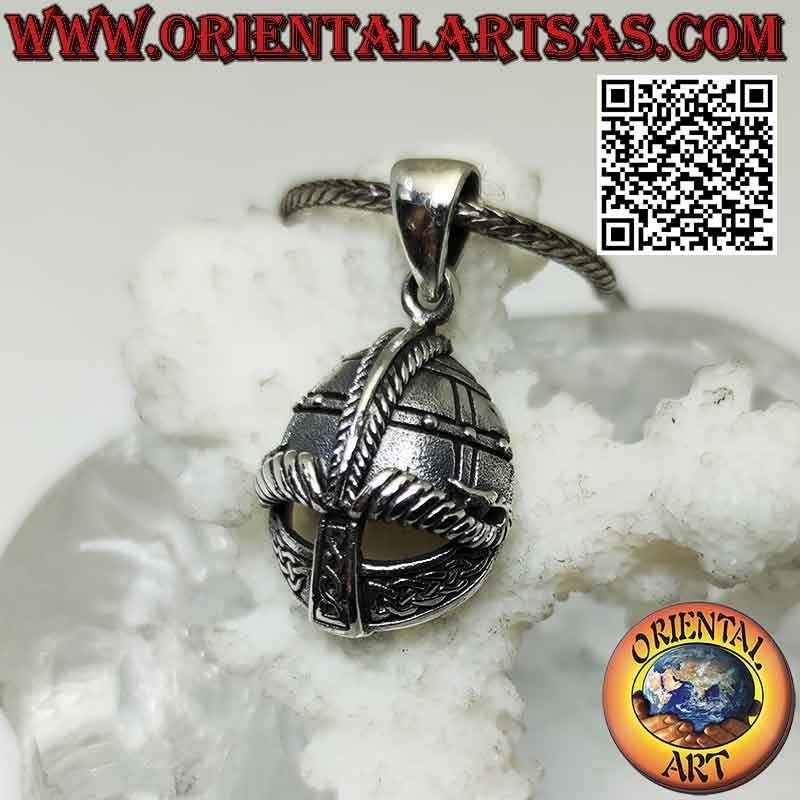 Silver pendant in the shape of a helmet with Celtic engravings