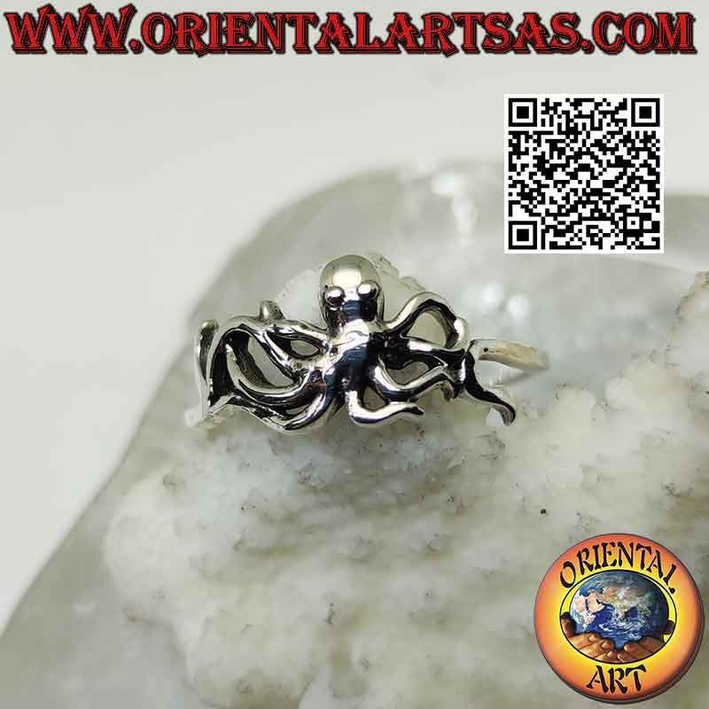 Anillo de plata, pulpo (pulpo) o pulpo liso (pequeño)