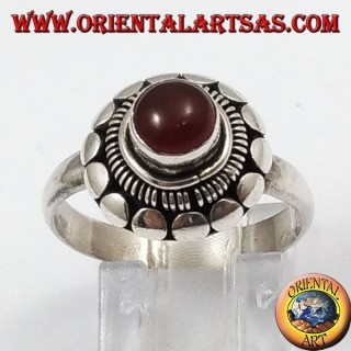 Anello d'argento con Corniola naturale  tonda